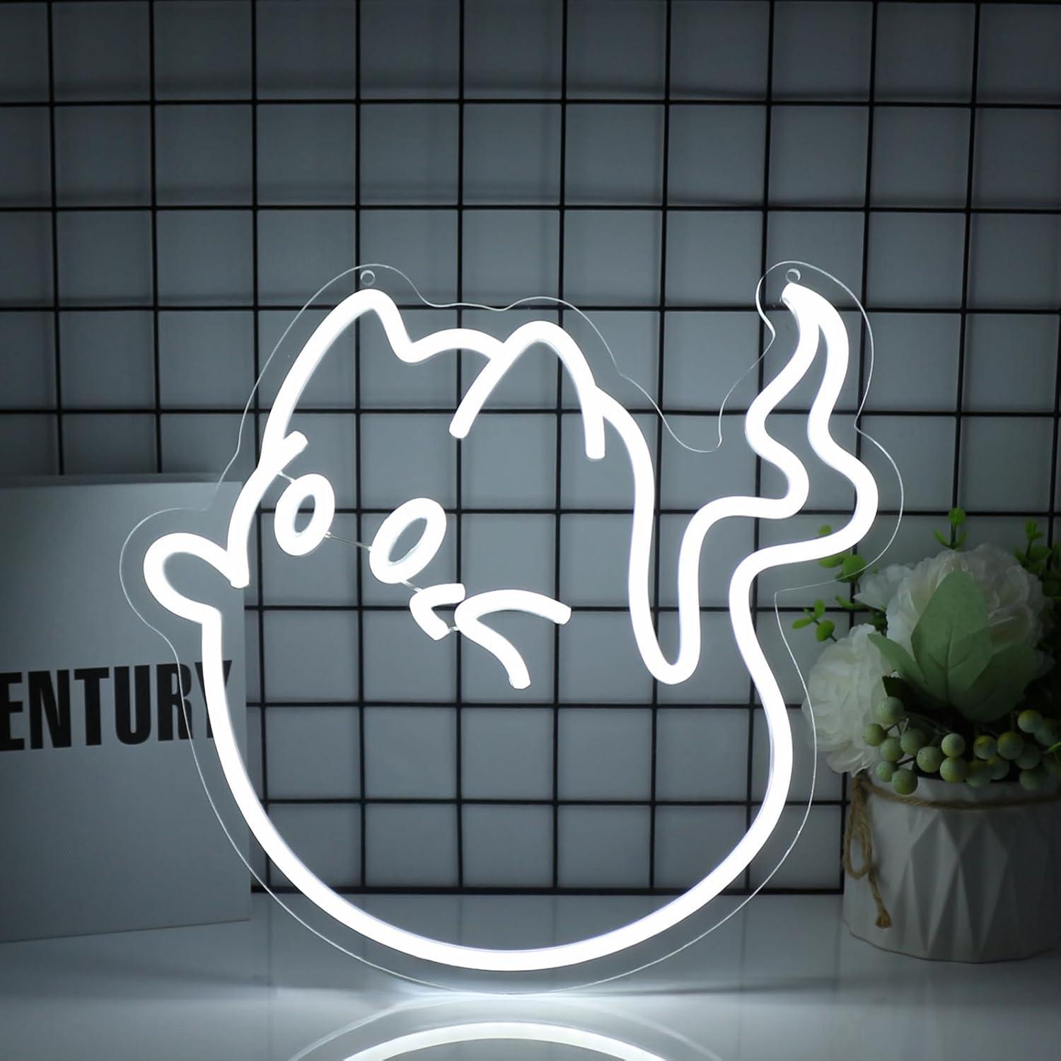 Party Games Birthday - Cat Ghost Neon Sign USB Powered