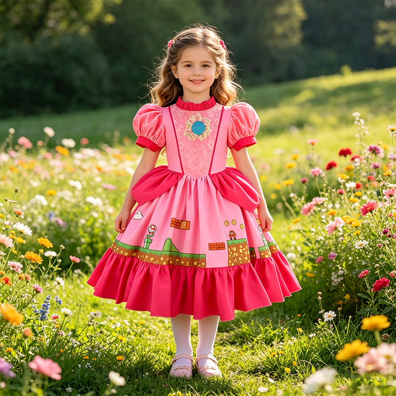 Princess Peach Costume Dress w - Party Games Summer ulasan dan harga