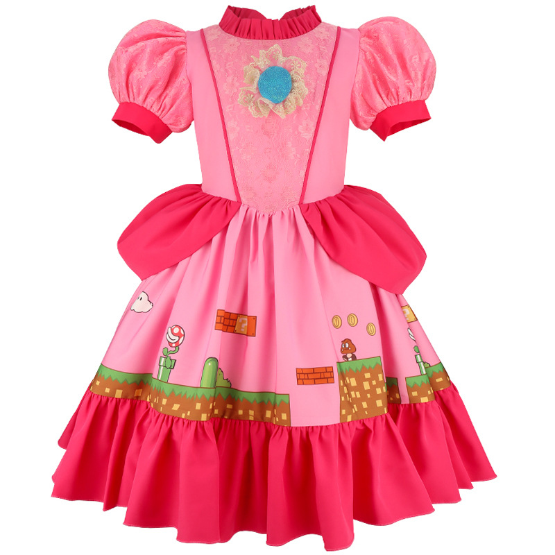Princess Peach Costume Dress w - Party Games Summer ulasan dan harga