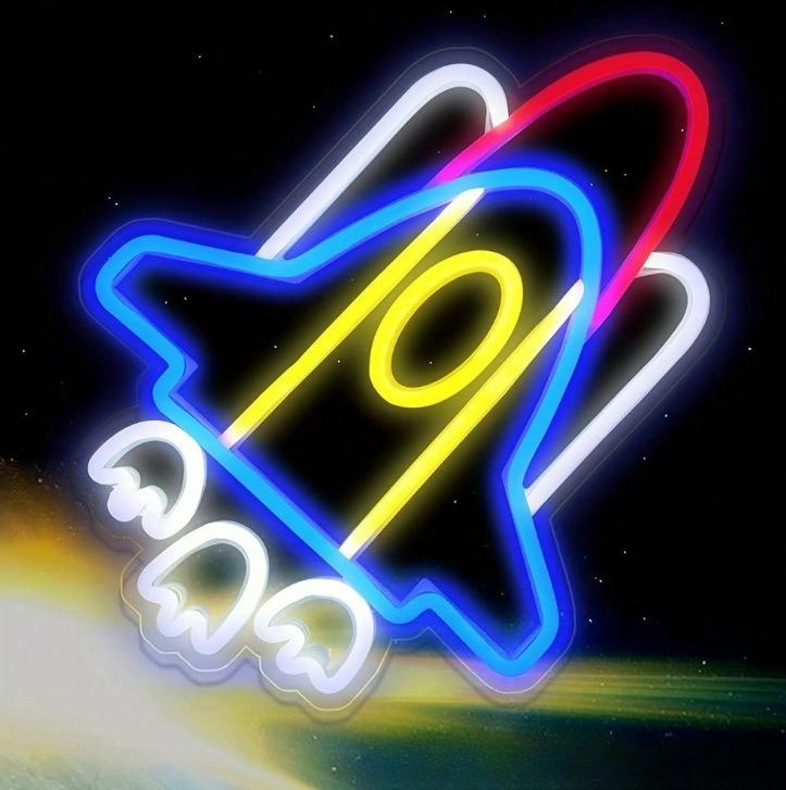 Rocket Neon Sign USB Neon Ligh - Party Games Birthday ulasan dan harga