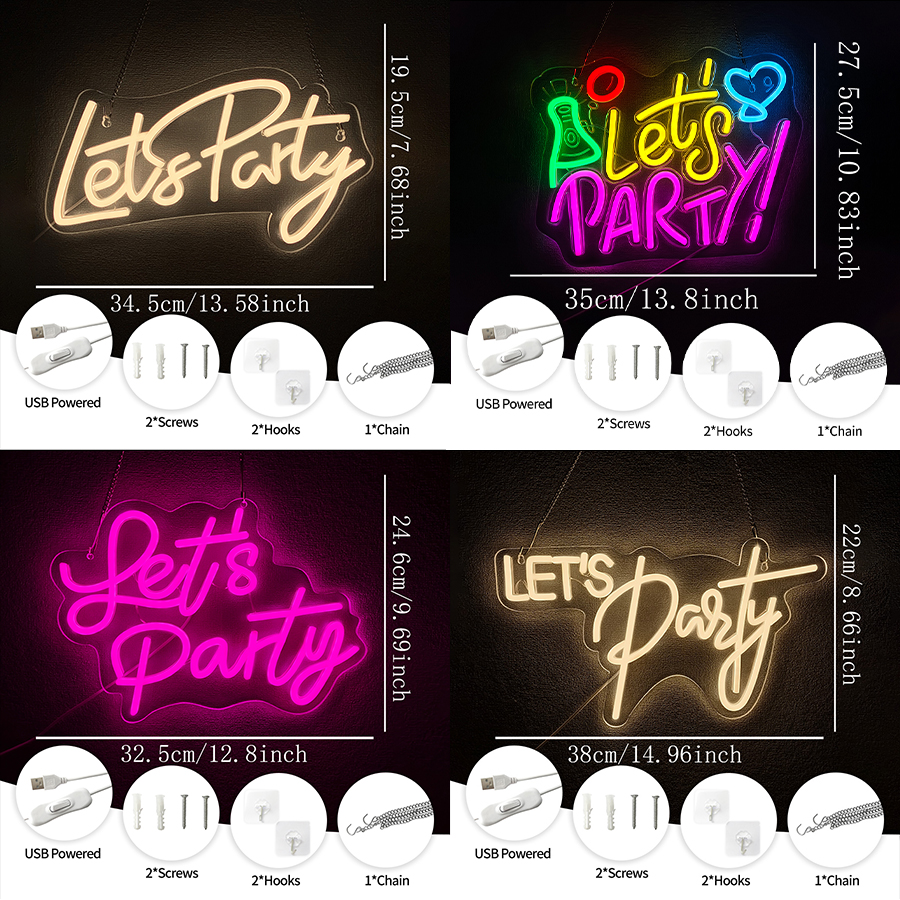 Let'S Party Series Neon Sign F - Party Games Bachelorette ulasan dan harga