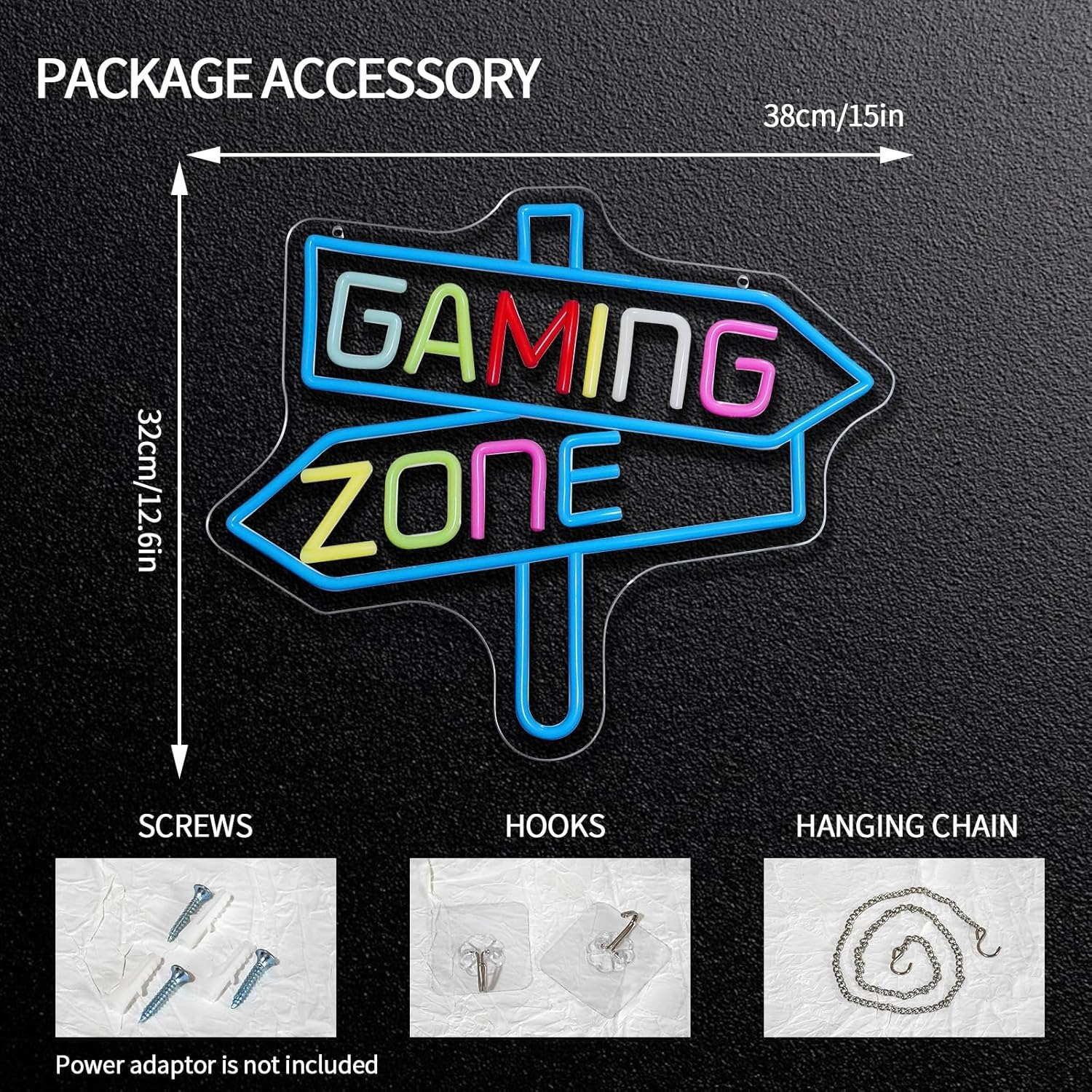 Gaming Zone Neon Sign USB LED  - Party Games Birthday ulasan dan harga