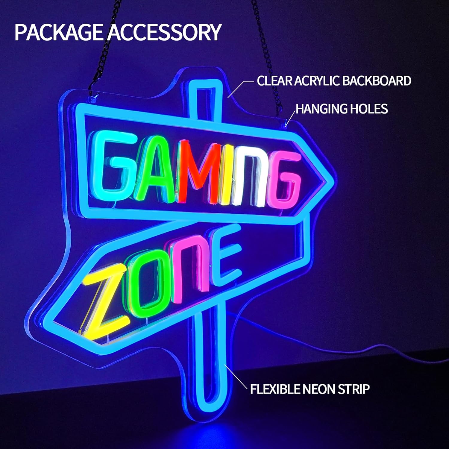 Gaming Zone Neon Sign USB LED  - Party Games Birthday ulasan dan harga