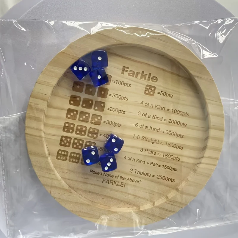 wooden Farkle dice tray with 6 - Party Games Board Game ulasan dan harga